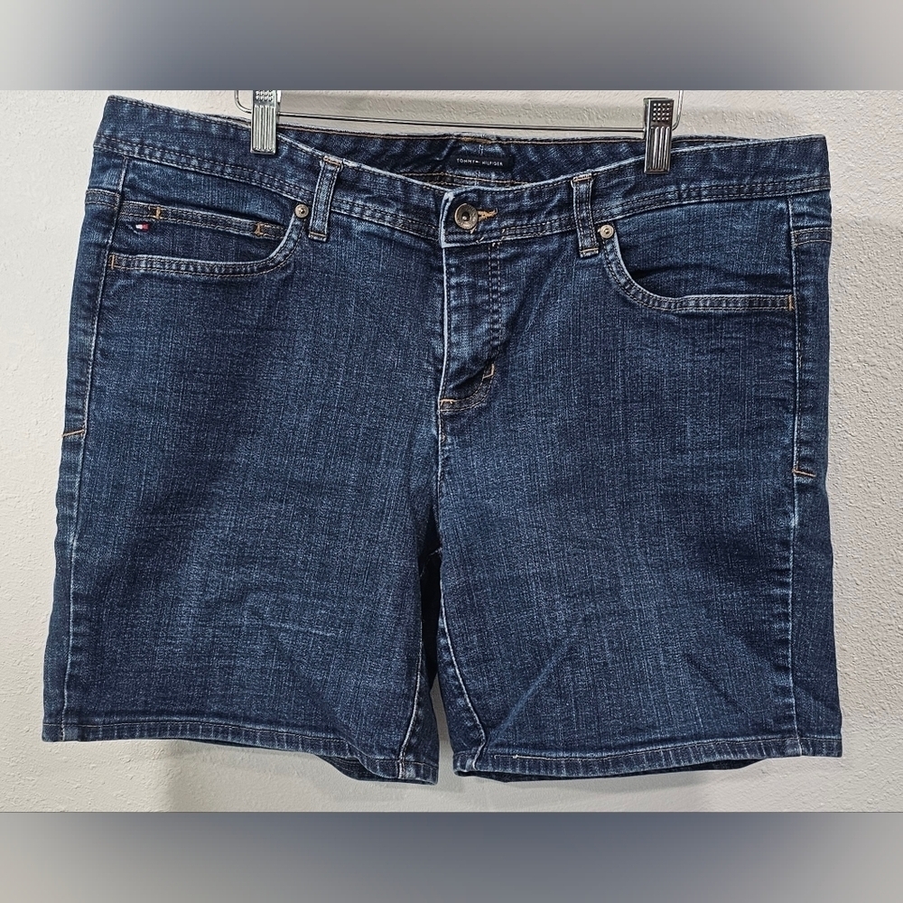 Tommy Hilfiger Women's Size 16 Darkwash Blue Denim Jean Shorts 90's Y2K